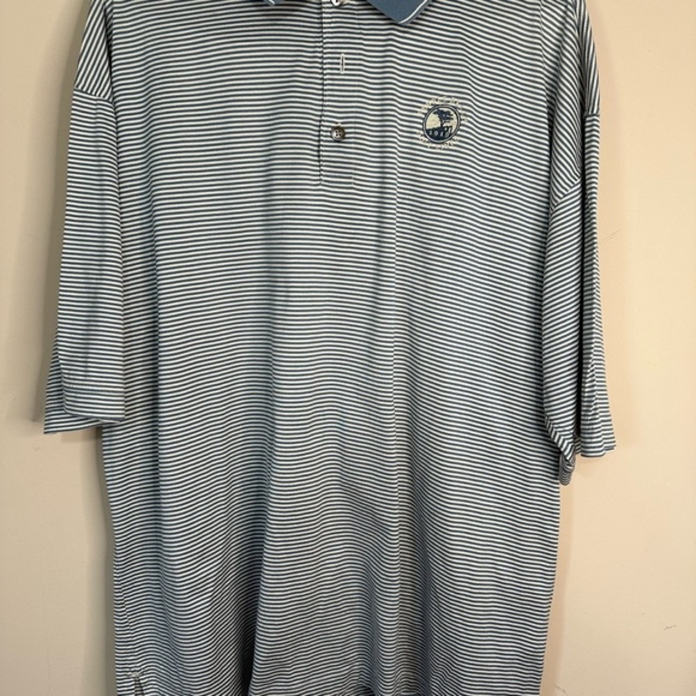 Pebble Beach men’s size XL striped golf shirt, muted green/blue, good condition